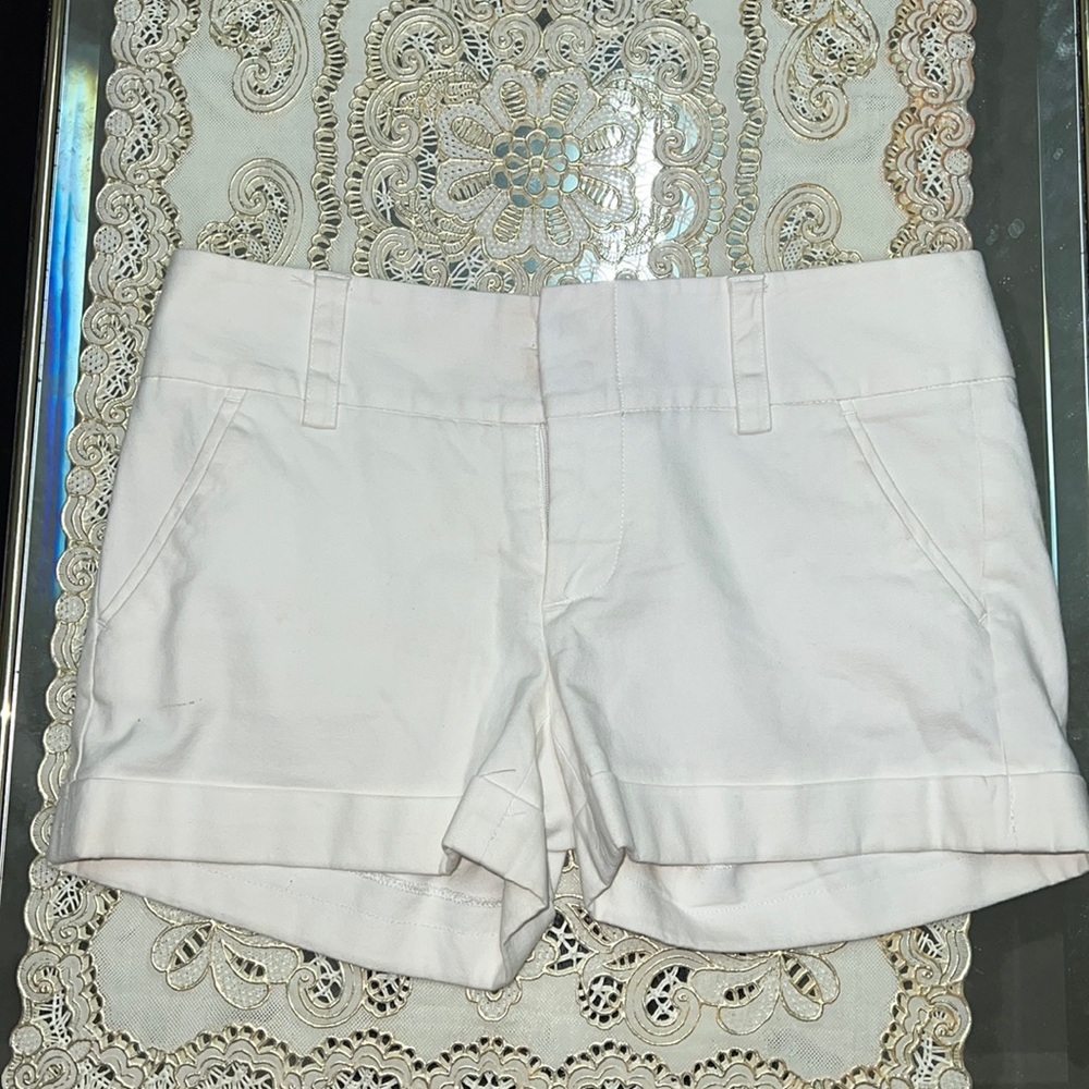 Alice + Olivia white chino shorts